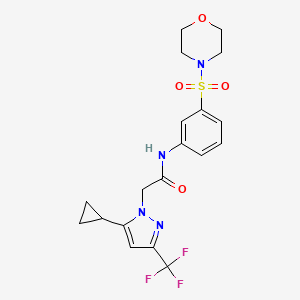 molecular formula C19H21F3N4O4S B6133093 2-[5-cyclopropyl-3-(trifluoromethyl)-1H-pyrazol-1-yl]-N-[3-(4-morpholinylsulfonyl)phenyl]acetamide 