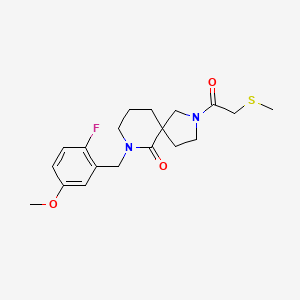 molecular formula C19H25FN2O3S B6133120 7-(2-fluoro-5-methoxybenzyl)-2-[(methylthio)acetyl]-2,7-diazaspiro[4.5]decan-6-one 