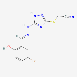 molecular formula C11H9BrN6OS B6133160 ({5-[2-(5-bromo-2-hydroxybenzylidene)hydrazino]-4H-1,2,4-triazol-3-yl}thio)acetonitrile 