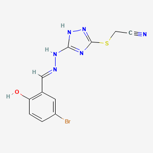 molecular formula C11H9BrN6OS B6133160 [(5-{2-[(E)-1-(5-BROMO-2-HYDROXYPHENYL)METHYLIDENE]HYDRAZINO}-4H-1,2,4-TRIAZOL-3-YL)SULFANYL]METHYL CYANIDE 