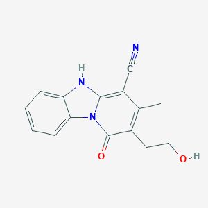 molecular formula C15H13N3O2 B061332 2-(2-羟乙基)-3-甲基-1-氧代-1,5-二氢吡啶并[1,2-a]苯并咪唑-4-腈 CAS No. 166671-26-7