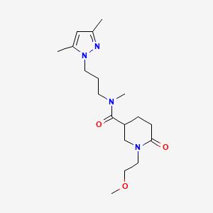 molecular formula C18H30N4O3 B6133211 N-[3-(3,5-dimethyl-1H-pyrazol-1-yl)propyl]-1-(2-methoxyethyl)-N-methyl-6-oxo-3-piperidinecarboxamide 