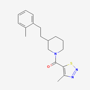 molecular formula C18H23N3OS B6133233 3-[2-(2-methylphenyl)ethyl]-1-[(4-methyl-1,2,3-thiadiazol-5-yl)carbonyl]piperidine 