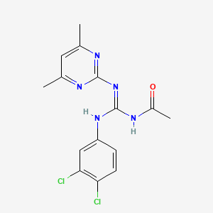 molecular formula C15H15Cl2N5O B6133283 N-{[(3,4-dichlorophenyl)amino][(4,6-dimethyl-2-pyrimidinyl)amino]methylene}acetamide CAS No. 5804-04-6