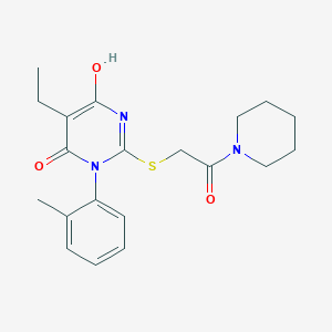 molecular formula C20H25N3O3S B6133313 5-ethyl-6-hydroxy-3-(2-methylphenyl)-2-{[2-oxo-2-(1-piperidinyl)ethyl]thio}-4(3H)-pyrimidinone 