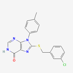 molecular formula C19H15ClN4OS B6133315 8-[(3-chlorobenzyl)thio]-9-(4-methylphenyl)-1,9-dihydro-6H-purin-6-one 