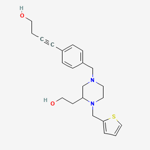 molecular formula C22H28N2O2S B6133321 4-(4-{[3-(2-hydroxyethyl)-4-(2-thienylmethyl)-1-piperazinyl]methyl}phenyl)-3-butyn-1-ol 