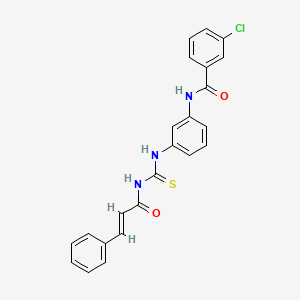 molecular formula C23H18ClN3O2S B6133325 3-chloro-N-(3-{[(cinnamoylamino)carbonothioyl]amino}phenyl)benzamide 