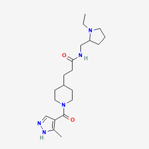 molecular formula C20H33N5O2 B6133346 N-[(1-ethyl-2-pyrrolidinyl)methyl]-3-{1-[(3-methyl-1H-pyrazol-4-yl)carbonyl]-4-piperidinyl}propanamide 