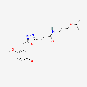 molecular formula C20H29N3O5 B6133349 3-[5-(2,5-dimethoxybenzyl)-1,3,4-oxadiazol-2-yl]-N-(3-isopropoxypropyl)propanamide 