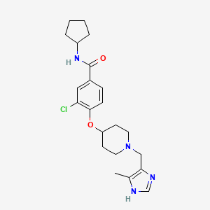 molecular formula C22H29ClN4O2 B6133360 3-chloro-N-cyclopentyl-4-({1-[(4-methyl-1H-imidazol-5-yl)methyl]-4-piperidinyl}oxy)benzamide 