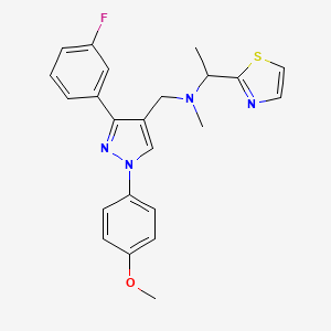 molecular formula C23H23FN4OS B6133364 N-{[3-(3-fluorophenyl)-1-(4-methoxyphenyl)-1H-pyrazol-4-yl]methyl}-N-methyl-1-(1,3-thiazol-2-yl)ethanamine 