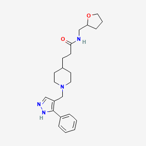 molecular formula C23H32N4O2 B6133380 3-{1-[(3-phenyl-1H-pyrazol-4-yl)methyl]-4-piperidinyl}-N-(tetrahydro-2-furanylmethyl)propanamide 