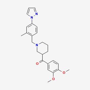 molecular formula C25H29N3O3 B6133390 (3,4-dimethoxyphenyl){1-[2-methyl-4-(1H-pyrazol-1-yl)benzyl]-3-piperidinyl}methanone 