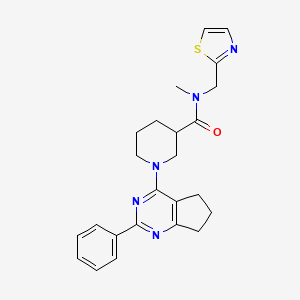 molecular formula C24H27N5OS B6133394 N-methyl-1-(2-phenyl-6,7-dihydro-5H-cyclopenta[d]pyrimidin-4-yl)-N-(1,3-thiazol-2-ylmethyl)-3-piperidinecarboxamide 
