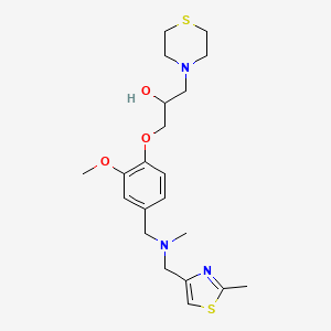 molecular formula C21H31N3O3S2 B6133428 1-[2-methoxy-4-({methyl[(2-methyl-1,3-thiazol-4-yl)methyl]amino}methyl)phenoxy]-3-(4-thiomorpholinyl)-2-propanol 