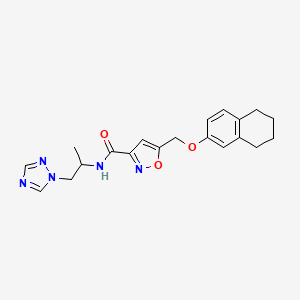 molecular formula C20H23N5O3 B6133512 N-[1-methyl-2-(1H-1,2,4-triazol-1-yl)ethyl]-5-[(5,6,7,8-tetrahydro-2-naphthalenyloxy)methyl]-3-isoxazolecarboxamide 