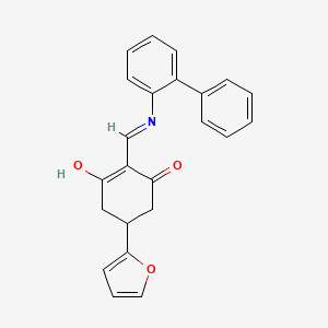 molecular formula C23H19NO3 B6133531 2-[(2-biphenylylamino)methylene]-5-(2-furyl)-1,3-cyclohexanedione 