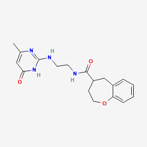 molecular formula C18H22N4O3 B6133573 N-{2-[(4-methyl-6-oxo-1,6-dihydropyrimidin-2-yl)amino]ethyl}-2,3,4,5-tetrahydro-1-benzoxepine-4-carboxamide 