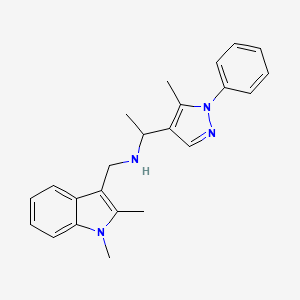 molecular formula C23H26N4 B6133608 N-[(1,2-dimethyl-1H-indol-3-yl)methyl]-1-(5-methyl-1-phenyl-1H-pyrazol-4-yl)ethanamine 
