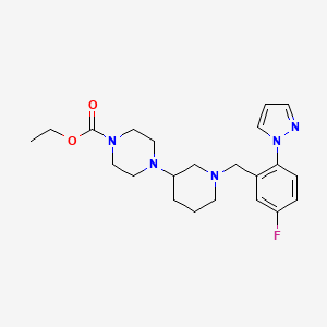 molecular formula C22H30FN5O2 B6133620 ethyl 4-{1-[5-fluoro-2-(1H-pyrazol-1-yl)benzyl]-3-piperidinyl}-1-piperazinecarboxylate 