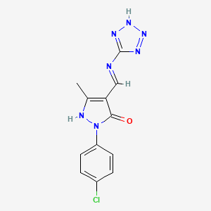 molecular formula C12H10ClN7O B6133666 2-(4-chlorophenyl)-5-methyl-4-[(1H-tetrazol-5-ylamino)methylene]-2,4-dihydro-3H-pyrazol-3-one 