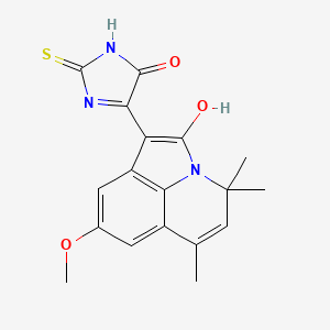 molecular formula C18H17N3O3S B6133683 8-methoxy-4,4,6-trimethyl-1-(5-oxo-2-thioxo-4-imidazolidinylidene)-4H-pyrrolo[3,2,1-ij]quinolin-2(1H)-one 