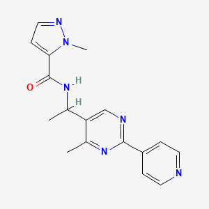 molecular formula C17H18N6O B6133696 1-methyl-N-{1-[4-methyl-2-(4-pyridinyl)-5-pyrimidinyl]ethyl}-1H-pyrazole-5-carboxamide 