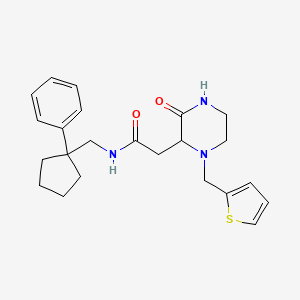 molecular formula C23H29N3O2S B6133706 2-[3-oxo-1-(2-thienylmethyl)-2-piperazinyl]-N-[(1-phenylcyclopentyl)methyl]acetamide 