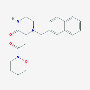 molecular formula C21H25N3O3 B6133712 4-(2-naphthylmethyl)-3-[2-(1,2-oxazinan-2-yl)-2-oxoethyl]-2-piperazinone 