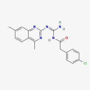molecular formula C19H18ClN5O B6133805 N-{amino[(4,7-dimethyl-2-quinazolinyl)amino]methylene}-2-(4-chlorophenyl)acetamide 