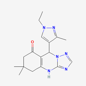 molecular formula C17H22N6O B6133844 9-(1-ethyl-3-methyl-1H-pyrazol-4-yl)-6,6-dimethyl-5,6,7,9-tetrahydro[1,2,4]triazolo[5,1-b]quinazolin-8(4H)-one 