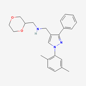 molecular formula C23H27N3O2 B6133852 1-[1-(2,5-dimethylphenyl)-3-phenyl-1H-pyrazol-4-yl]-N-(1,4-dioxan-2-ylmethyl)methanamine 