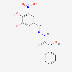 2-hydroxy-N'-[(E)-(4-hydroxy-3-methoxy-5-nitrophenyl)methylidene]-2-phenylacetohydrazide