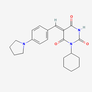 molecular formula C21H25N3O3 B6133869 1-cyclohexyl-5-[4-(1-pyrrolidinyl)benzylidene]-2,4,6(1H,3H,5H)-pyrimidinetrione 
