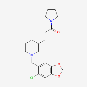 molecular formula C20H27ClN2O3 B6133880 1-[(6-chloro-1,3-benzodioxol-5-yl)methyl]-3-[3-oxo-3-(1-pyrrolidinyl)propyl]piperidine 
