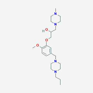 molecular formula C23H40N4O3 B6133895 1-{2-methoxy-5-[(4-propyl-1-piperazinyl)methyl]phenoxy}-3-(4-methyl-1-piperazinyl)-2-propanol 