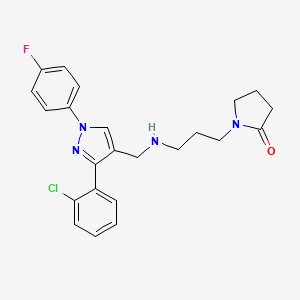molecular formula C23H24ClFN4O B6133905 1-[3-({[3-(2-chlorophenyl)-1-(4-fluorophenyl)-1H-pyrazol-4-yl]methyl}amino)propyl]-2-pyrrolidinone 