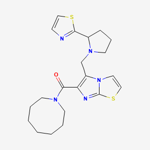 molecular formula C21H27N5OS2 B6133916 6-(1-azocanylcarbonyl)-5-{[2-(1,3-thiazol-2-yl)-1-pyrrolidinyl]methyl}imidazo[2,1-b][1,3]thiazole 