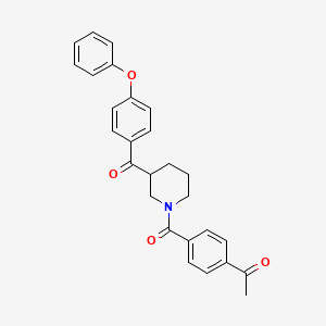molecular formula C27H25NO4 B6133956 1-(4-{[3-(4-phenoxybenzoyl)-1-piperidinyl]carbonyl}phenyl)ethanone 