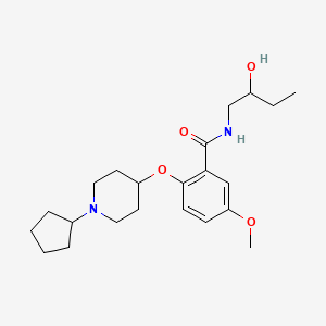 molecular formula C22H34N2O4 B6133979 2-[(1-cyclopentyl-4-piperidinyl)oxy]-N-(2-hydroxybutyl)-5-methoxybenzamide 