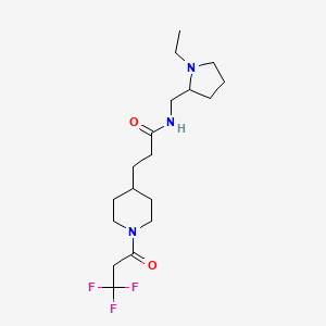 molecular formula C18H30F3N3O2 B6133987 N-[(1-ethyl-2-pyrrolidinyl)methyl]-3-[1-(3,3,3-trifluoropropanoyl)-4-piperidinyl]propanamide 