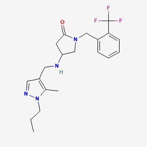 molecular formula C20H25F3N4O B6134037 4-{[(5-methyl-1-propyl-1H-pyrazol-4-yl)methyl]amino}-1-[2-(trifluoromethyl)benzyl]-2-pyrrolidinone 