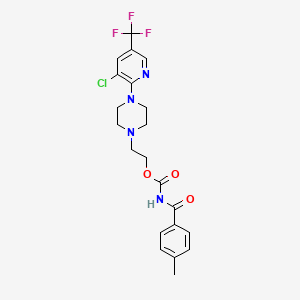 molecular formula C21H22ClF3N4O3 B6134078 2-{4-[3-chloro-5-(trifluoromethyl)pyridin-2-yl]piperazin-1-yl}ethyl (4-methylbenzoyl)carbamate 