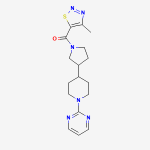 molecular formula C17H22N6OS B6134105 2-(4-{1-[(4-methyl-1,2,3-thiadiazol-5-yl)carbonyl]-3-pyrrolidinyl}-1-piperidinyl)pyrimidine 
