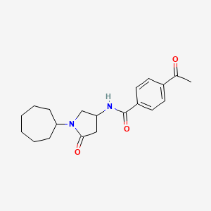 molecular formula C20H26N2O3 B6134139 4-acetyl-N-(1-cycloheptyl-5-oxo-3-pyrrolidinyl)benzamide 