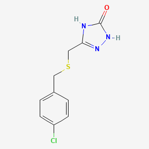 molecular formula C10H10ClN3OS B6134151 5-{[(4-chlorobenzyl)thio]methyl}-2,4-dihydro-3H-1,2,4-triazol-3-one 