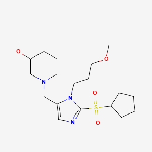molecular formula C19H33N3O4S B6134272 1-{[2-(cyclopentylsulfonyl)-1-(3-methoxypropyl)-1H-imidazol-5-yl]methyl}-3-methoxypiperidine 