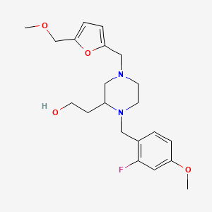 molecular formula C21H29FN2O4 B6134274 2-(1-(2-fluoro-4-methoxybenzyl)-4-{[5-(methoxymethyl)-2-furyl]methyl}-2-piperazinyl)ethanol 