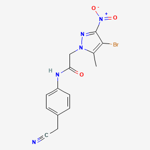 molecular formula C14H12BrN5O3 B6134284 2-(4-bromo-5-methyl-3-nitro-1H-pyrazol-1-yl)-N-[4-(cyanomethyl)phenyl]acetamide 